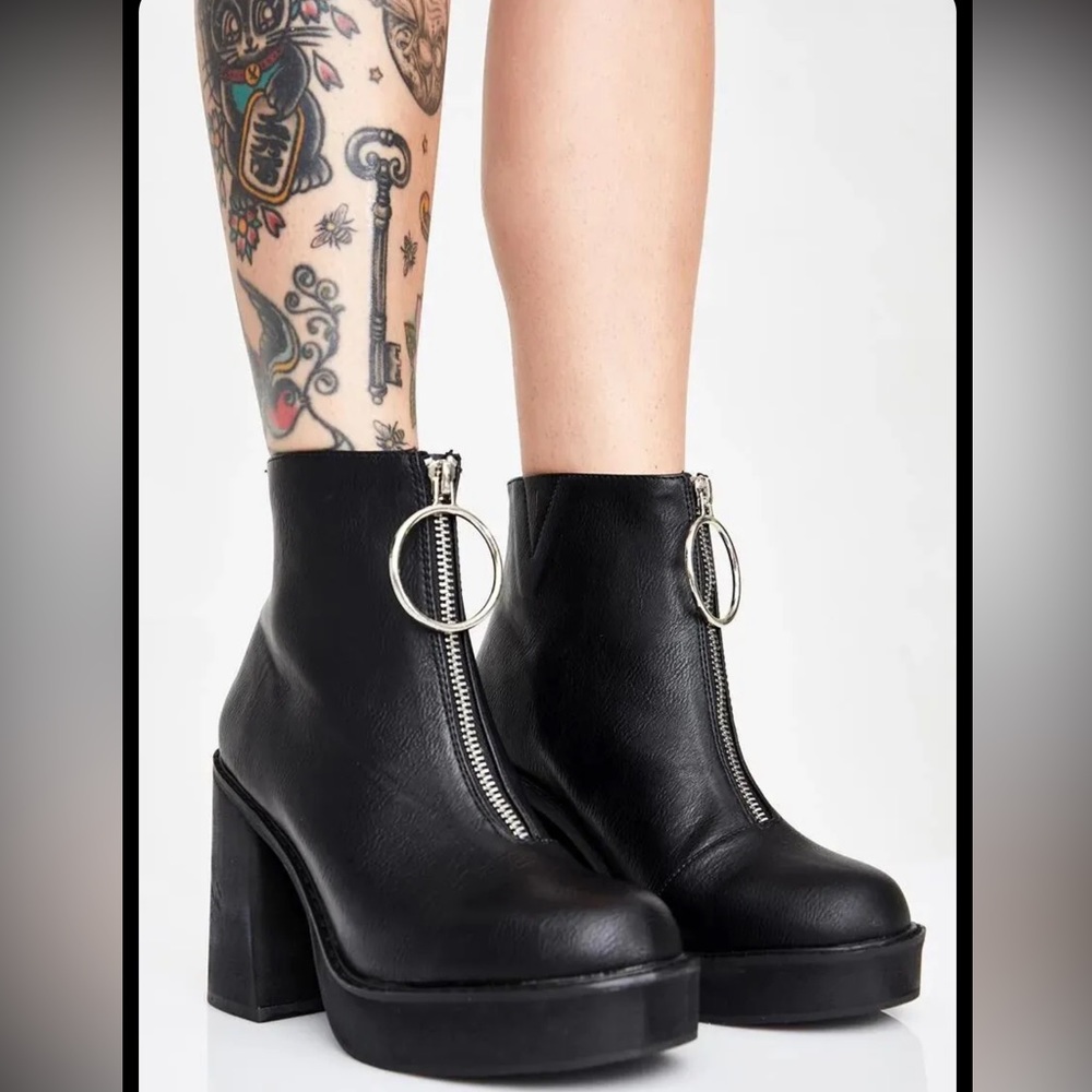 Current Mood Franky Platform Chunky Boots Size 8 Black Dolls Kill 8M